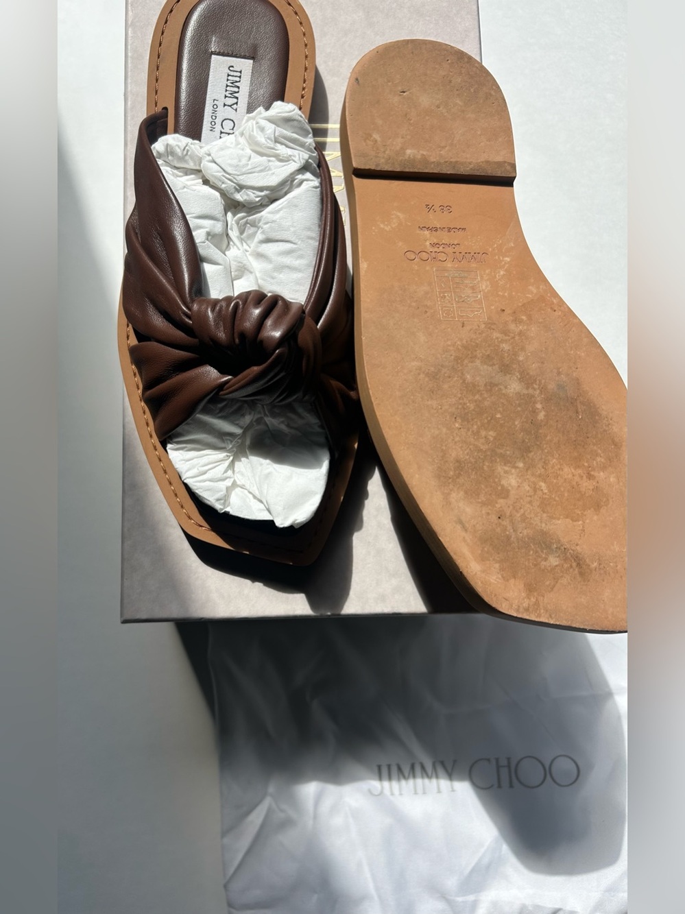 Jimmy Choo Tropica Flat Sandal β Bronzed, Size 38.5 / US 8.5B - Picture 5 of 6